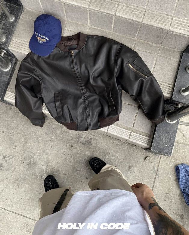No.0925 VTG leather MA-1 JK