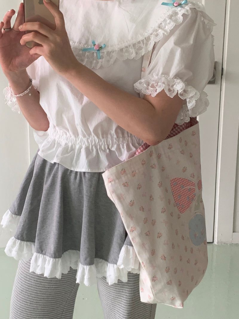 [by LILLOVE] cherrybell cotton bag (reversible)