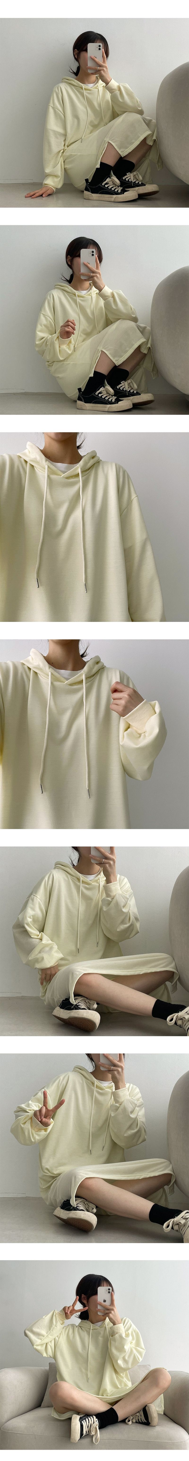 Bottom slit hooded dress