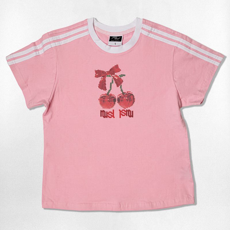 Dot Cherry Semi Crop T-Shirts - 6COLOR