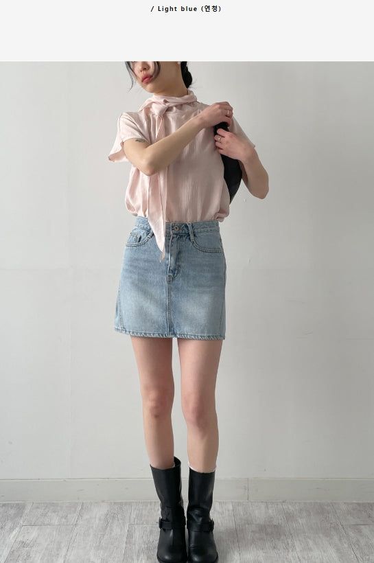 INCHANT ME(インチャントミー)の「340 Curved Mini Denim Skirt(Skirts)」