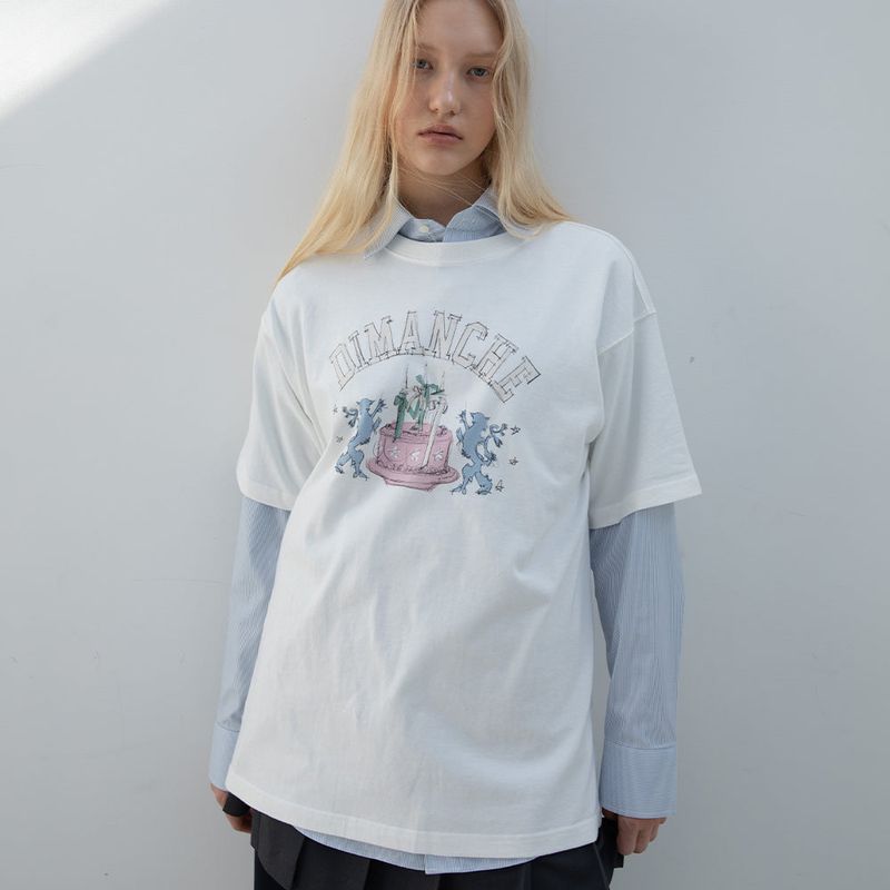 DIMANCHE（ディマンシュ）の「PREPPY CAKE OVERSIZE T-SHIRT（Tops）」