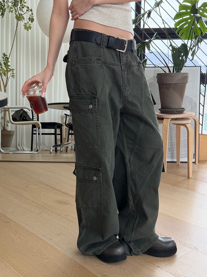 Wide flare cargo pants(2color)