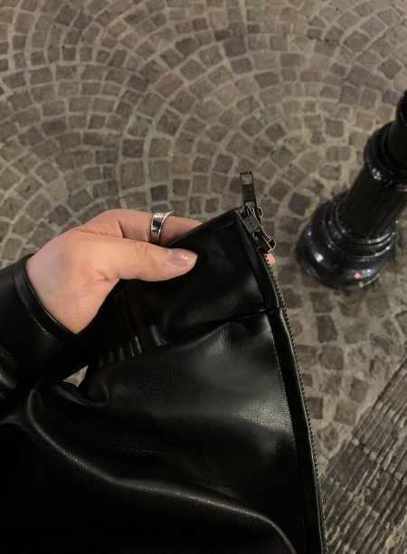 [ In-house ] Deep Black Premium Western Leather Blouson
