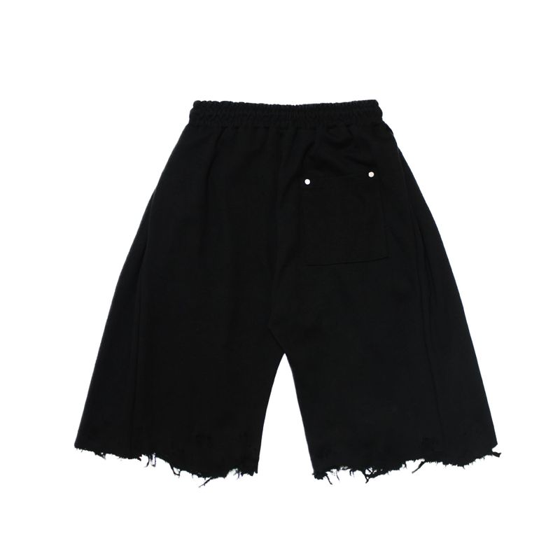 damage cutting bermuda pants (black)