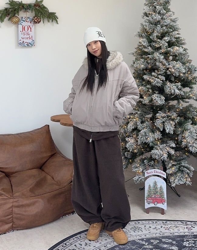 Rat Fur Hooded Bomber Jacket