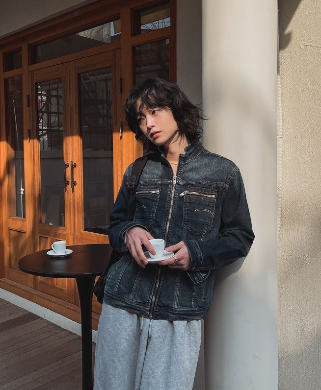Undead China Neck Denim Jacket