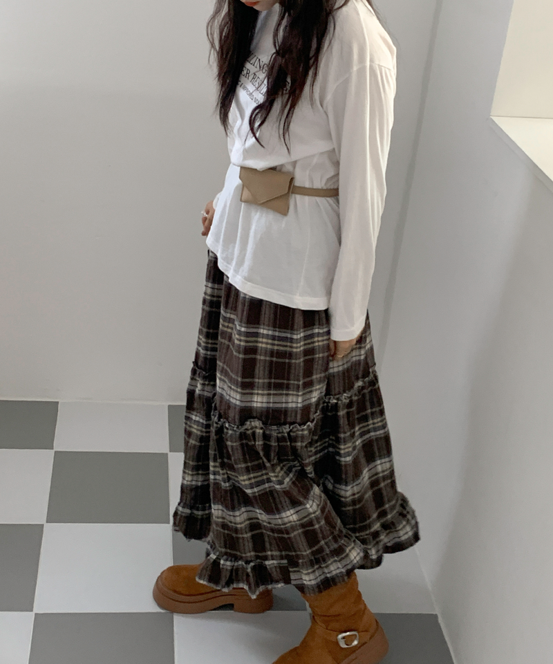 Sorbet Long Checkered Skirt