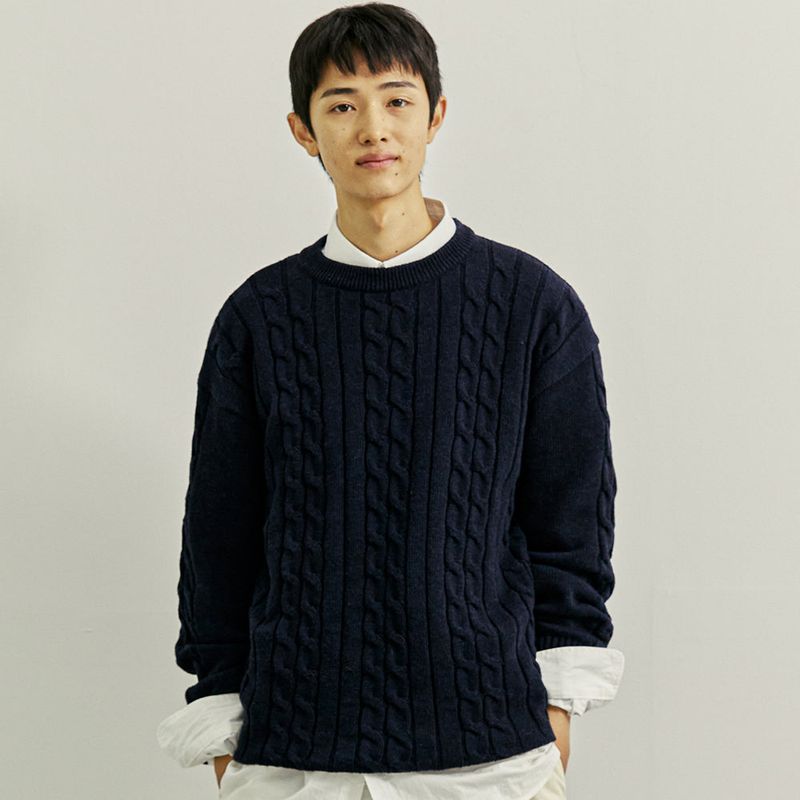 KND（ケイエンド）の「FTTS CHAIN CABLE SWEATER NAVY（Tops）」