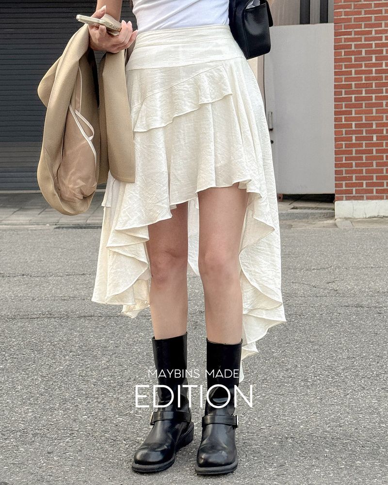 [MADE] Ton linen unbalanced skirt