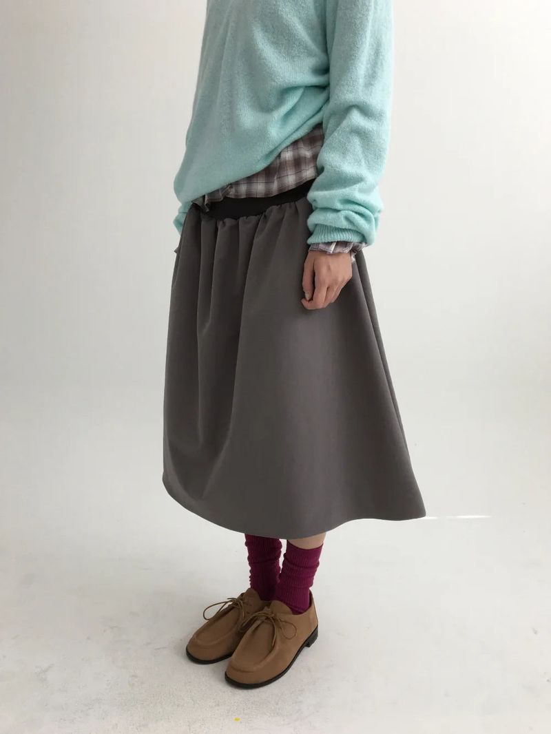 flap back pocket midi skirt (3color)