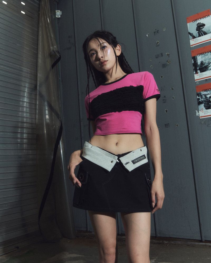 lace linger tee - pink