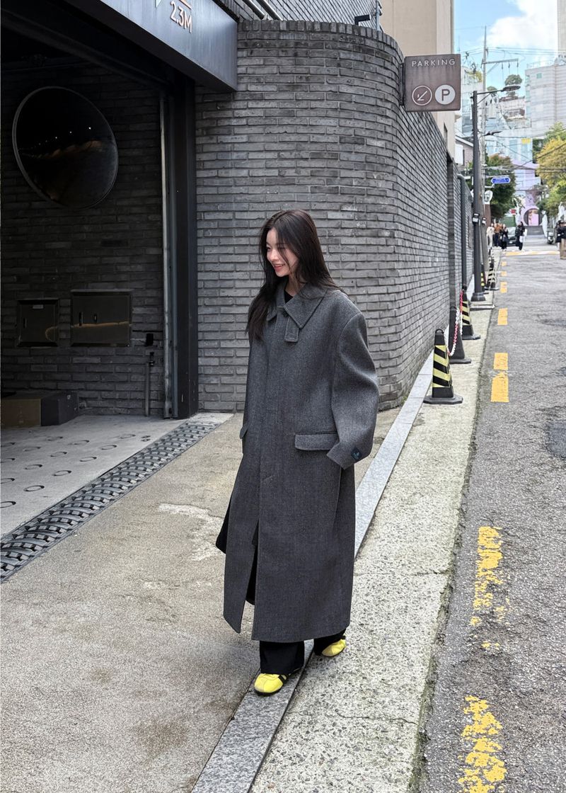 WOOL HIGHNECK LONG COAT
