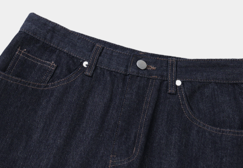 Semi Wide Stitch Raw Fabric Denim Pants