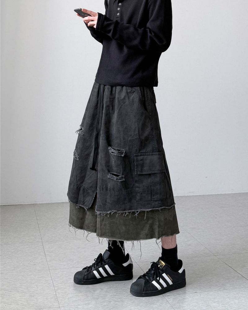 Camo Layered Bermuda Pants