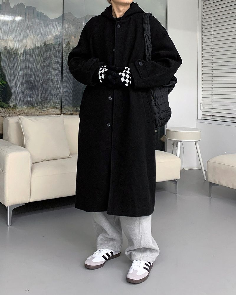 AZ Long Wool Hooded Coat (3 colors)