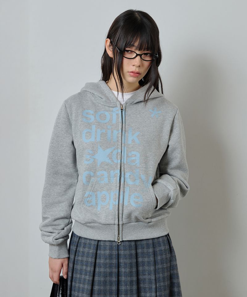 ODDSTUDIO（オッドスタジオ）の「Soft Drink Star Typo Hoodie Zip-up - MELANGE GRAY（Tops）」