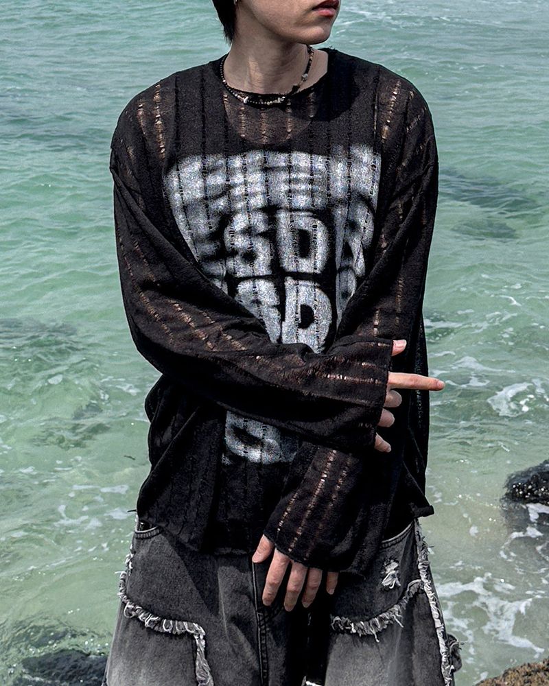 JIIGEUM(ジグム)の「Lunera Painting See-through Knit(Tops)」