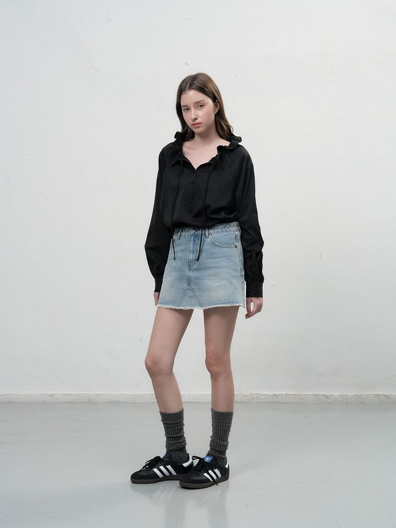 【即日発送】loose fit frill collar blouse