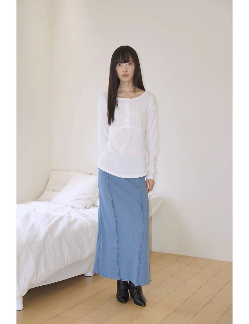 PLACKET RIBBED T-SHIRT(WHITE)