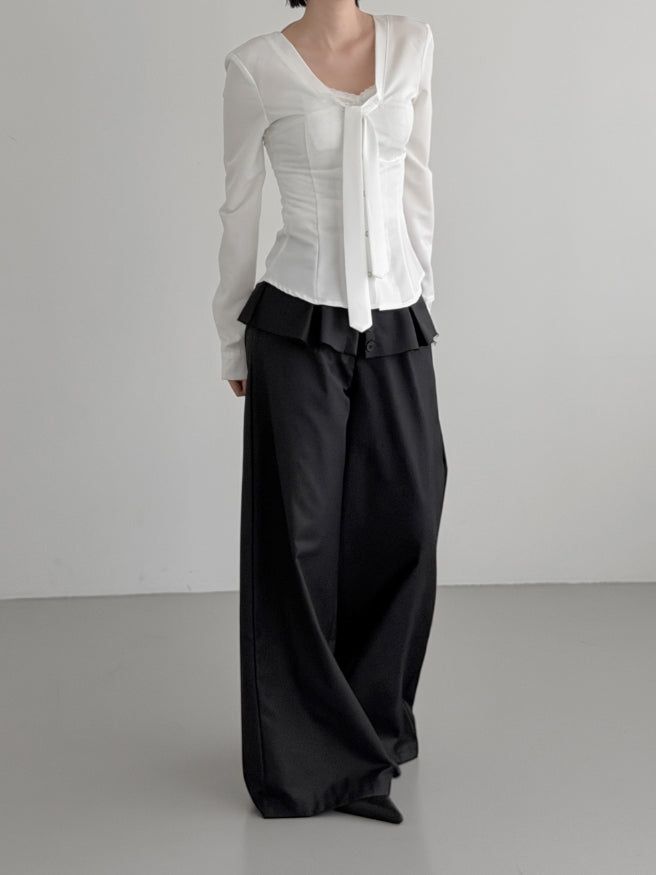Ella Button Flare Skirt Pants