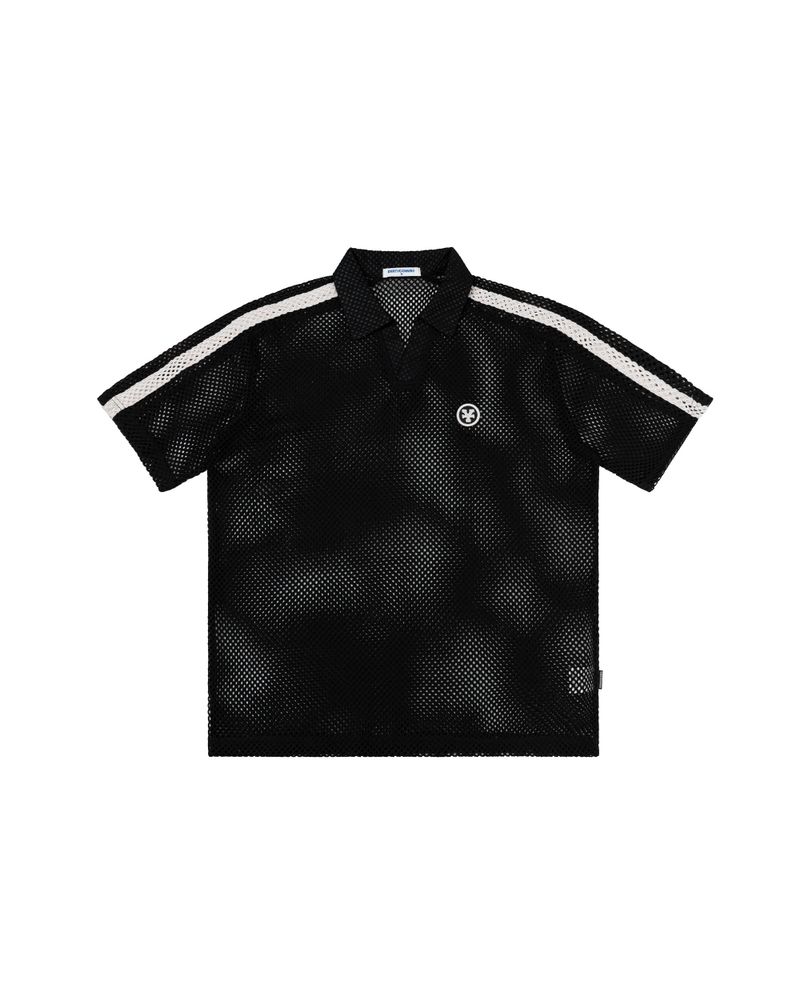 DirtyCoins（ダーティーコインズ）の「DirtyCoins Taped Mesh Knit Polo - Black（Tops）」