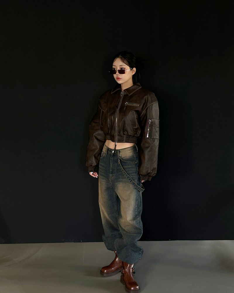 Leather Blouson Wellon Short Padded