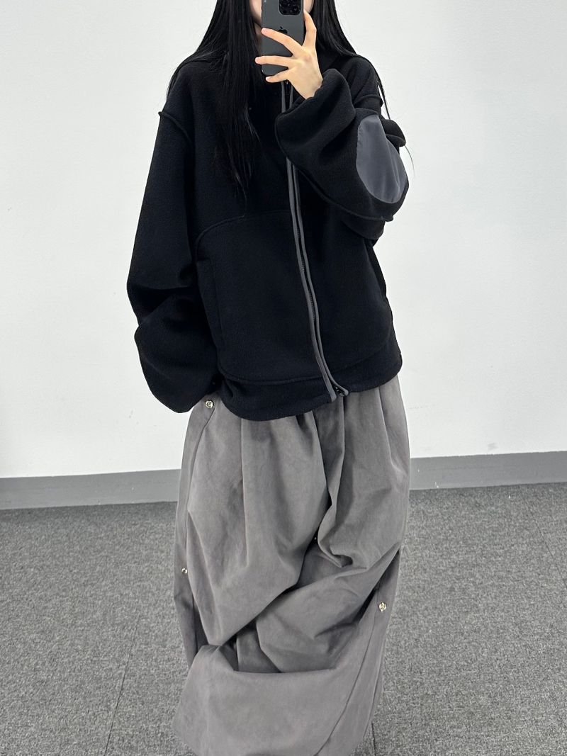 reverse elbow fleece zip-up
