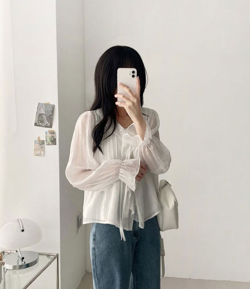 Poen puff string frilled blouse
