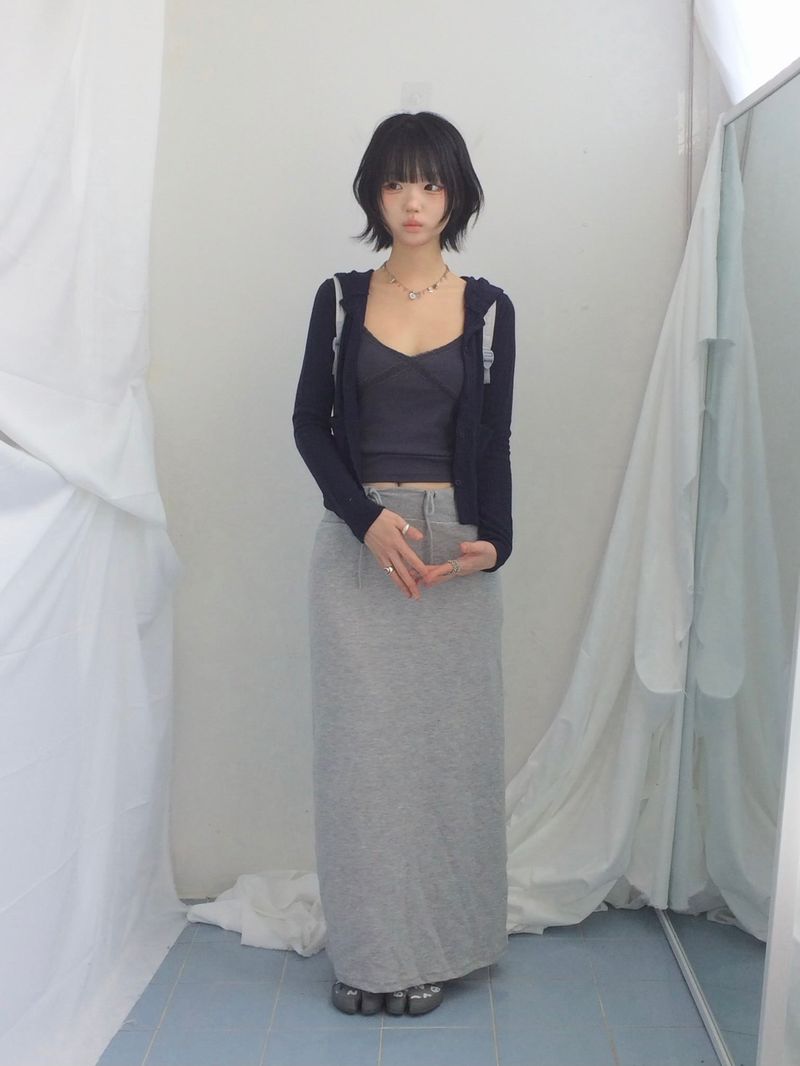 Slim Base String Long Skirt