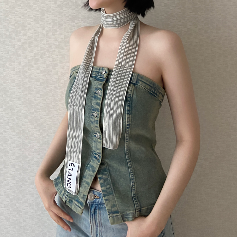 Étang（エッタン）の「[MADE] Étang スリムスカーフ | ブラック（ファッション小物）」