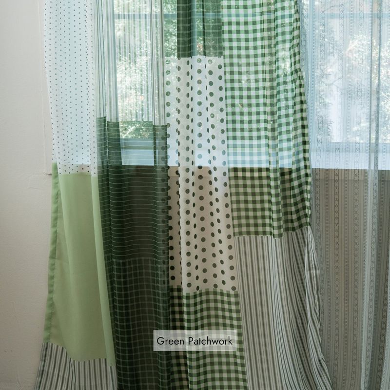 Retro Patterned Chiffon Door Curtain - L size