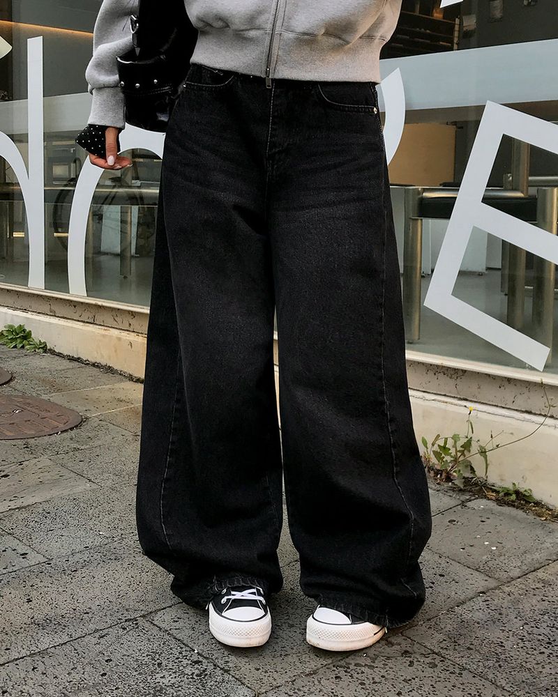 [ORIGINAL] Crew Contrast Wide Denim Pants