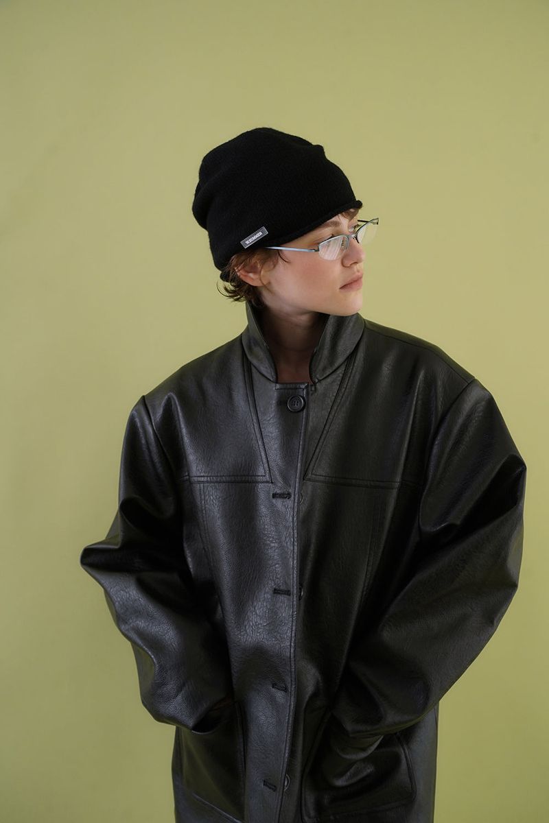 Soft shirring beanie_black