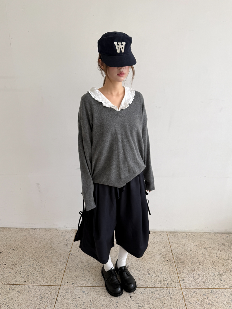v neck loose knit top