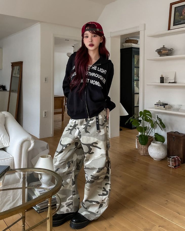 Moments Lettering Semi Crop Hood Zip-Up