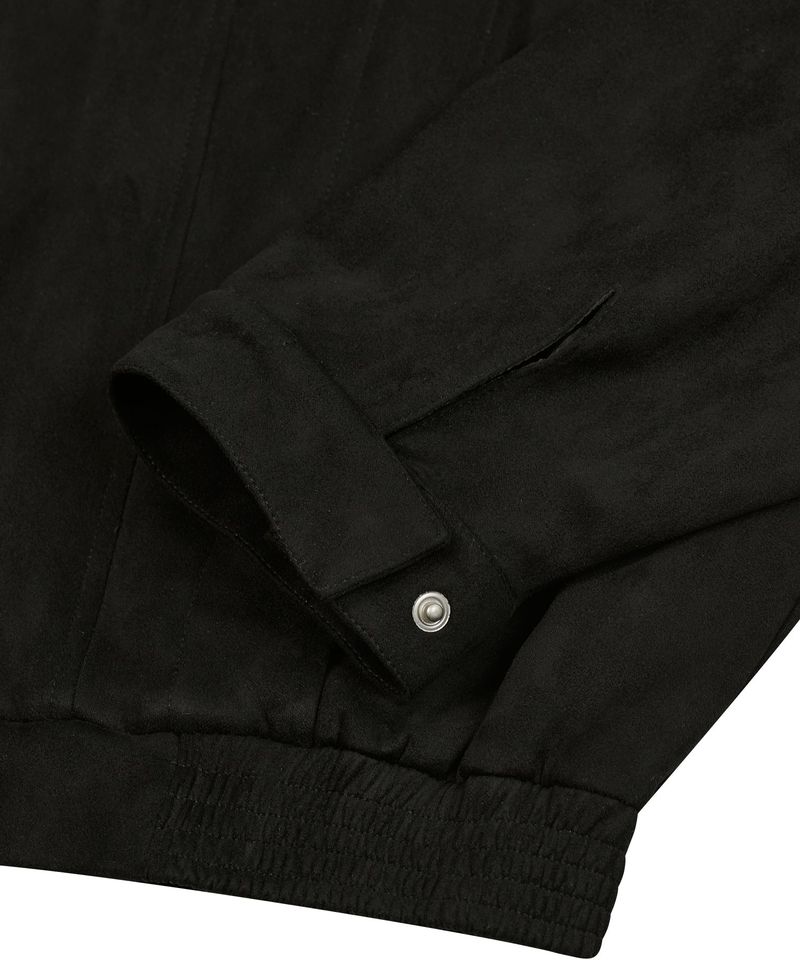 87-STAN029 [Vegan Suede] Multi-placket Suede Jacket Black