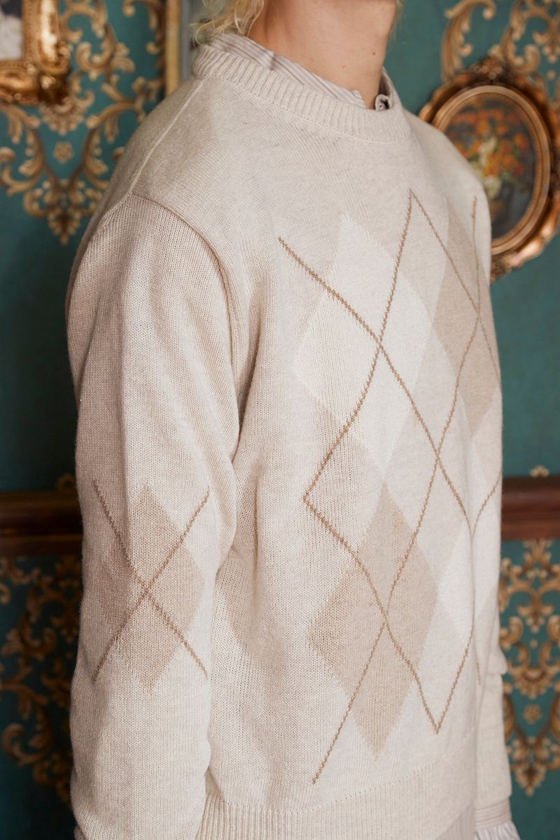 ARGYLE WOOL KNIT / OATMEAL