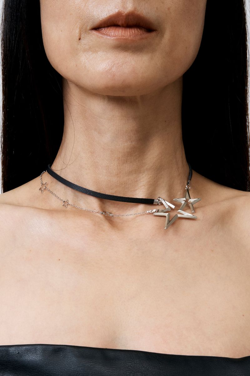 DOUBLE STAR NECKLACE BLACK