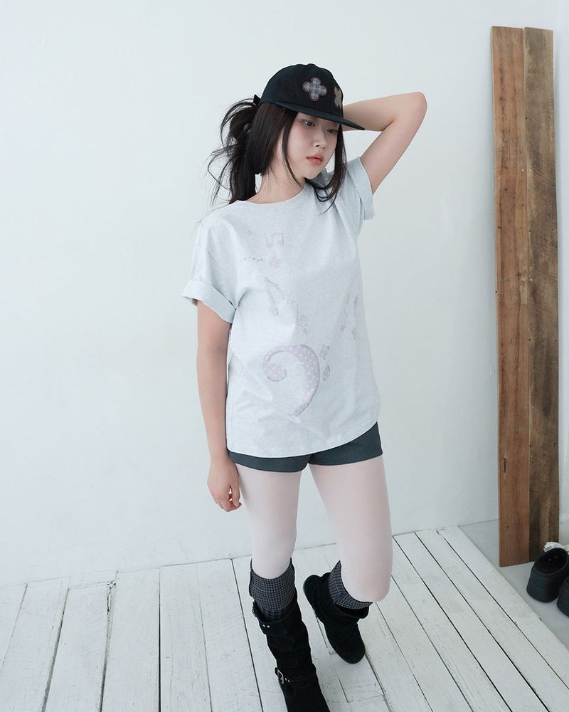 Do re mi T-shirt / white melange