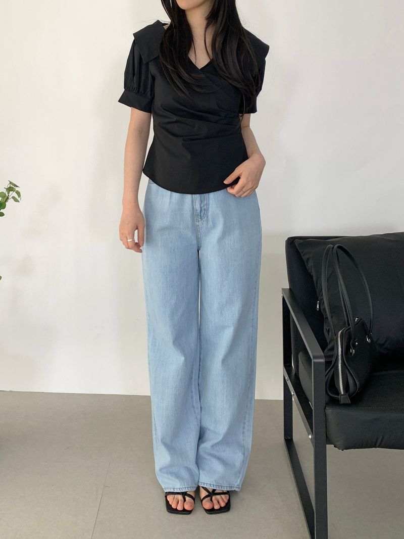 Irain Wide Blue Denim Pants