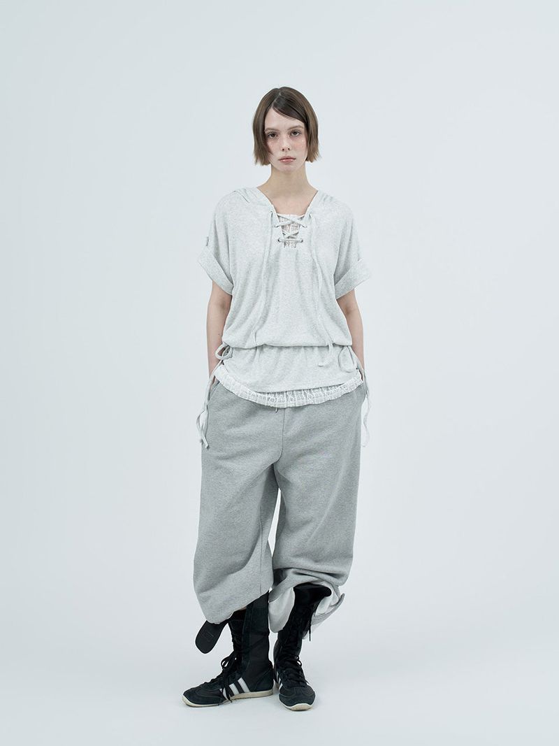 lace folding sweatpants / gray