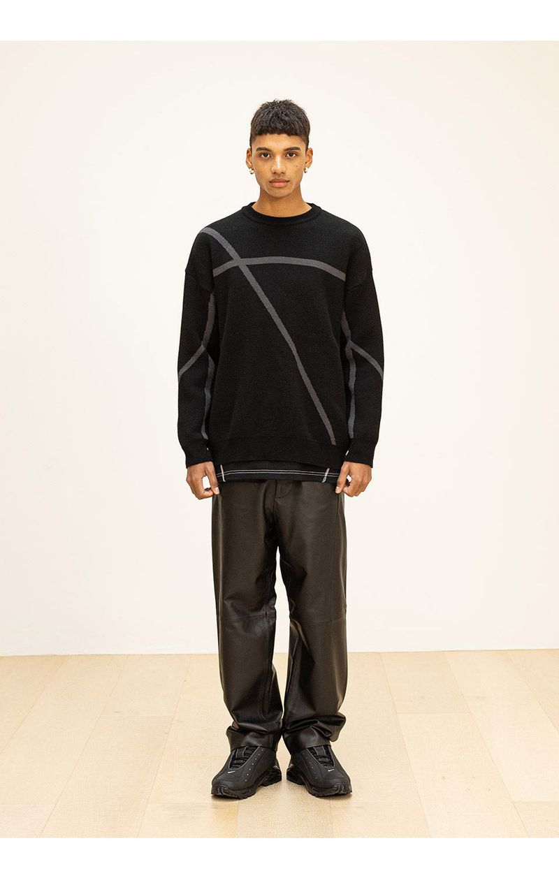 LAMSKIN CURVED LINE PANTS