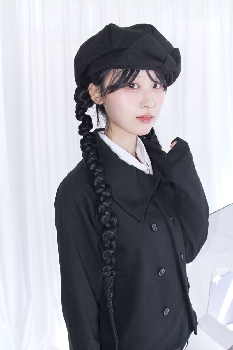 unbalanced diagonal collar double short jacket