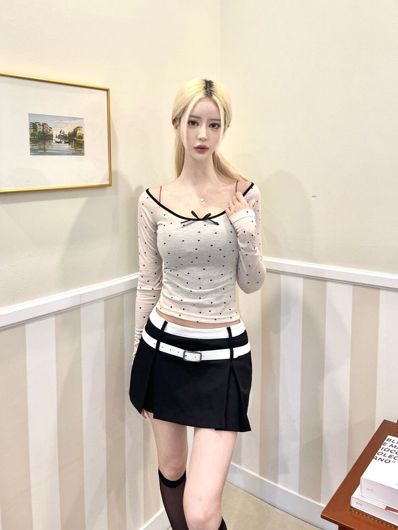 Seow（ソウ）の「1298. Dot ribbon long sleeve T set（Tops）」