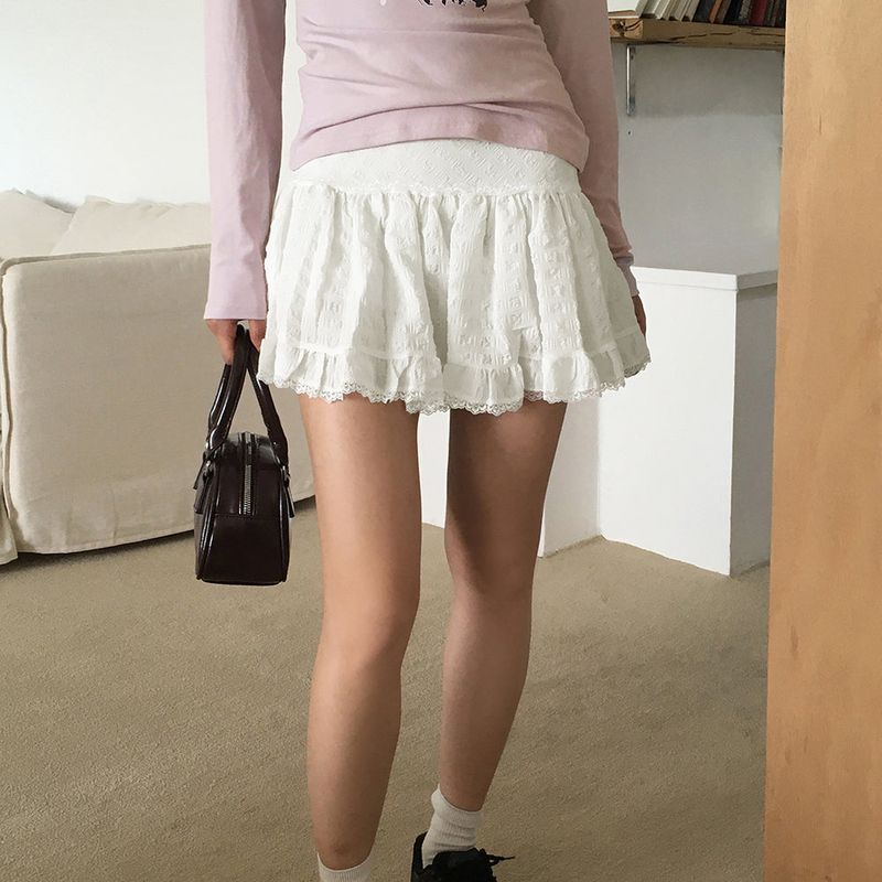 WONDER WONDER(ワンダーワンダー)の「Rare balletcore lace frill mini skirt(Skirts)」