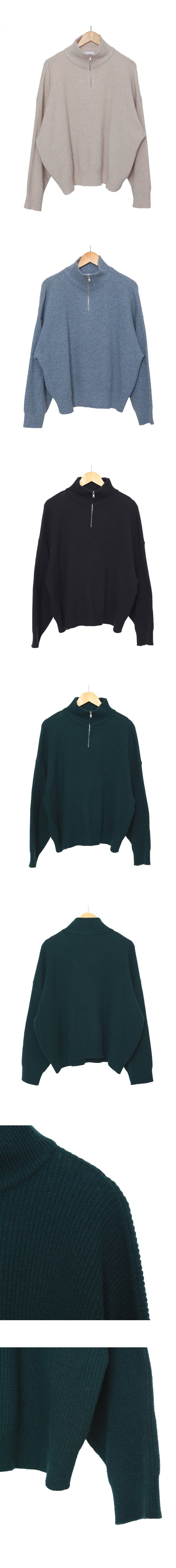 lambswool knitwear half zip-up