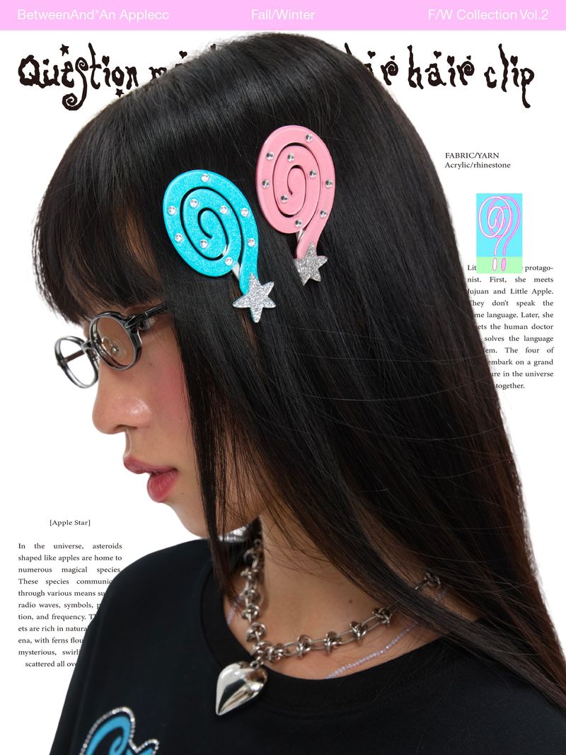 BETWEENAND（ビトゥウィーンアンド）の「BETWEENAND side hair clip question mark curly star creative sweet and cute girl hair accessory edge clip（Hair Accessories）」