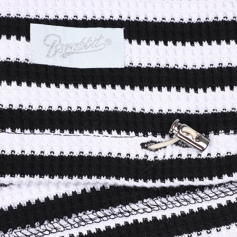 BSR2223FWPO025 STRIPE HIGH NECK PULLOVER BLACK