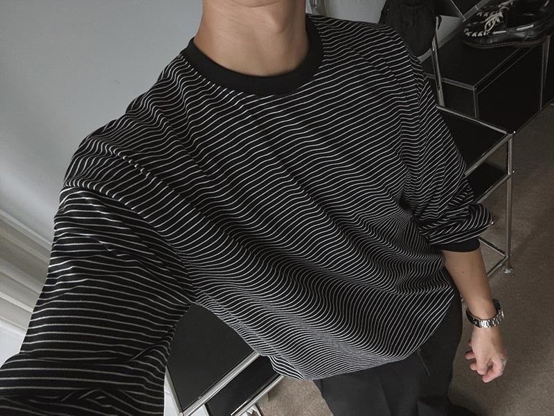 ASCLO Thin Border Slit T Shirt (2color)